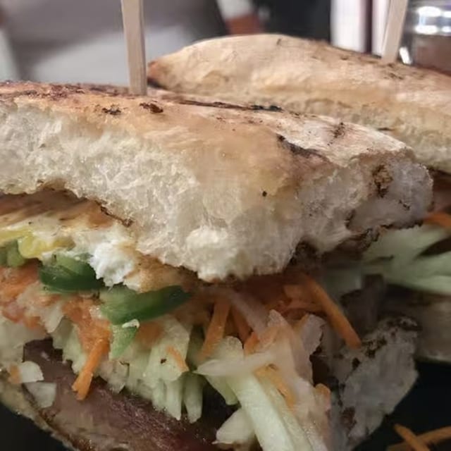Smoked Cured Pork Belly Banh Mi.